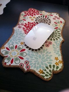 a mouse pad with a computer mouse on it