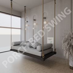 a swing bed in the middle of a room