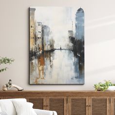 a living room scene with focus on the painting