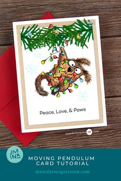 a christmas card with an image of a squirrel on it and the words moving pendulum