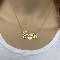 Brand New Dainty Name Necklace, Gold Necklace Name, Name Chains, Emily Name, Necklace With Name, Name Plate Necklace, Name Necklace Gold, Nameplate Necklace, Gold Name Necklace