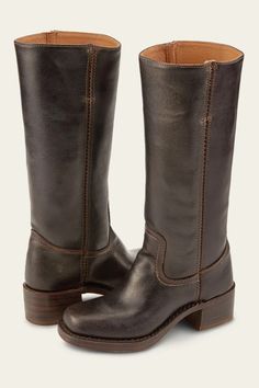 Campus 14L Boot | The Frye Company Frye Boots Outfit, Fry Boots, Black Frye Boots, Frye Campus Boots, Fall Boots Outfit, Useful Things, The Frye Company, Heart Clothes, High Leather Boots