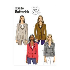 two women's jackets and one woman's jacket sewing pattern