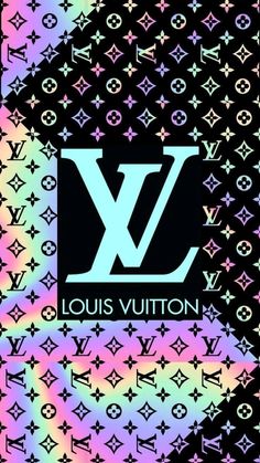 the louis vuitton logo is shown on a multicolored background with stars