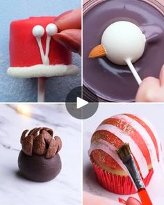 four different pictures showing how to decorate cupcakes