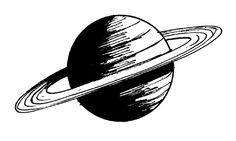 an image of the planet saturn with its rings drawn in black ink on white paper