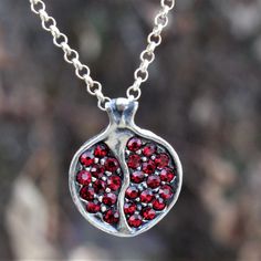 Pomegranate Necklace - Silver Persephone Pendant, Persephone Amulet, Armenian Pomegranate 925 Silver, Red Zircon Pomegranate Pendant Pendant size - 1.5*1.5 cm. Pendant weight - 2.5 g. Granada, Pomegranate Persephone, Pomegranate Aesthetic, Queen Persephone, Armenian Pomegranate, Persephone Necklace, Pomegranate Pendant, Descendants Dr, Wardrobe Revamp