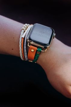 "EXCLUSIVELY DESIGNED BY MAREEVO This Apple Watch band is handcrafted with love and passion, designed specially for you to create a remarkable and elegant look. The best way to dress your watch. Just because you deserve it - All eyes on You! Best Gift for Wife, Mom, Sister, Friend, Mother, Father, Co-worker, for any other occasion. Will create unforgettable memory if giving for Mother's Day, Birthday, Christmas, Thanksgiving, Anniversary or any other memorable day. Compatibility: Apple Watch - A Bracelets To Wear With Apple Watch, Green Apple Watch Band, Iwatch Bracelet, Apple Watch Cuff, Apple Watch Armband, Apple Watch Wristbands, Apple Watch Bands Women, Best Gift For Wife, Tech Jewelry