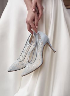 Blue wedding shoes made of soft suede and white mesh with embroidery with light blue thread and beads. This design features a closed pointed toe and stiletto heel 8.5 cm / 3.3 inches. The inspiration for creating embroidery came from the fields of wildflowers. Can be made with lower heels. Inside there is a soft memory foam insole, which gives a feeling of additional comfort when walking. Tunit outsole is made of a mixture of leather chips and rubber, it's more wear-resistant than leather and mo Embroidered High Heel Wedding Shoes, Fitted Blue Wedding Shoes, Winter Wedding Boots, Embroidered Wedding Shoes, Blue Heels Wedding, Blue Bridal Shoes, Beautiful Wedding Shoes, Perfect Wedding Shoes, Ivory Wedding Shoes