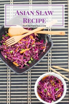 Red Cabbage Asian, Red Cabbage Slaw Recipes, Purple Cabbage Recipes, Red Cabbage Coleslaw, Chicken Sesame, Asian Slaw Recipe, Cabbage Slaw Recipes, Asian Food Recipes, Simple Salads