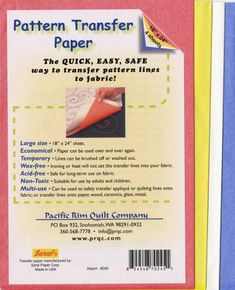 the back cover of a pattern transferer paper