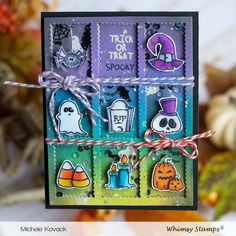 Postage Window A2 Die - Whimsy Stamps Halloween Cards Diy, Halloween Cards Handmade, Whimsy Stamps, Interactive Cards, Up Halloween, Shaker Cards, Fall Cards, Card Sketches, Card Layout