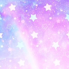 an image of stars in the sky with pastel colors and pink, blue, yellow or purple hues