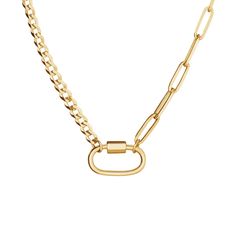 Annie Apple Esti Carabiner Sterling Silver Gold Vermeil Chain Necklace | Bermuda Watch Company | Wolf & Badger