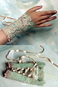 Hand Accessories, Lace Cuffs, Fabric Cuff, Fairy Costume, Wrist Cuffs, Steampunk Fashion, Fabric Jewelry, Beaded Embroidery, Diy Fashion