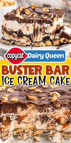 a close up of a piece of ice cream cake on a plate with the title text overlay