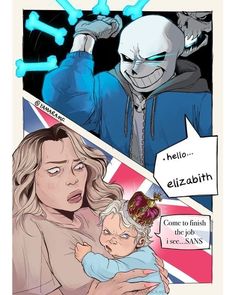 a comic strip with an image of a woman holding a baby and the caption hello elizabeth