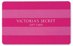 the victoria's secret gift card is pink and has a white stripe on it