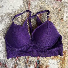 Pink Victoria’s Secret Deep Purple Push-Up Lace Bralette Women’s Xs Nwot Lace Bandeau Bra, Black Dating, Gingham Jacket, Lace Bandeau, Red Handbag, Denim Maxi Skirt, Pink Victoria Secret, Pink Sports Bra, Black Sports Bra