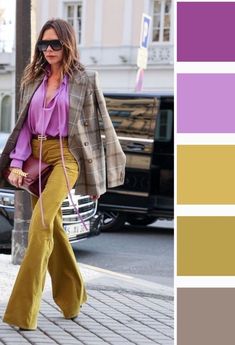 Fuscia Color Combination, Purple Blazer Outfit, Colour Blocking Fashion, Purple Blazer