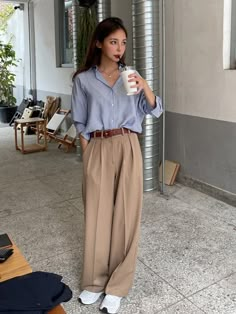 DAZY Button Up Drop Shoulder Shirt | SHEIN USA Corporate Girl, Drop Shoulder Shirt, Corporate Fashion, Stylish Work Attire, Office Outfits Women, Business Casual Outfits For Work, Shein Outfits, Office Outfit, Smart Casual Outfit