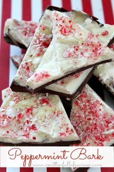 white chocolate peppermint bark with red and white sprinkles on top