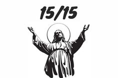 an image of jesus holding his hands up with the words, 15 / 15 on it