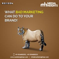 a tiger standing in front of a brown background with the words what bad marketing can do to your brand