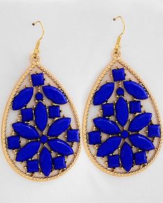 Pair these puppies w/some cheetah or stripes!! Oh! Or a hardcore leather jacket & killaaaa heels! Then you'll have yourself a legit outfit! Beautiful Tiaras, Jeweled Earrings, Blue Stones, Southern Charm, Blue Earrings, Bling Bling, Passion For Fashion, Electric Blue, Just In Case