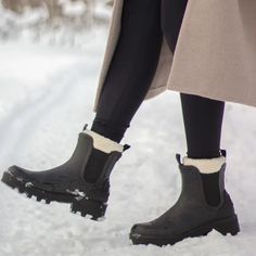 A Temperature Rating Of -14f Prepares This Easy-On, Waterproof Boot For Harsh Conditions While Faux-Shearling Lining Adds Warmth And Cozy Feels. Waterproof: Protects Against Rain, Puddles And Slush To Keep Feet Dry In Wet Conditions 1 3/4" Heel; 1" Platform 6" Shaft Removable Insole Temperature Rated To -14f/-10c Rubber Upper/Textile Faux-Shearling Lining/Rubber Sole Winter Socks Cozy, Winter Boots Women Waterproof, Black Snow Boots, Waterproof Sneakers, Snow Outfit, Winter Boho, Rubber Boot, White Boots