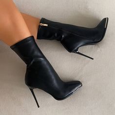 Stiletto Ankle Boots, Fancy Shoes, Faux Leather Pants, Dream Shoes, Shoe Obsession