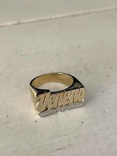 Great shopping ideas for Personalized Name Ring in Real 10K Gold with Heart Tail Design, Fashion Jewelry Nameplate Ring, Flat Face, Like Photo, Name Ring, Name Rings, Rings Jewelry Fashion, Name Jewelry, Shopping Ideas, Design Fashion