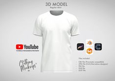 3D Tshirt regular fit for procreate, blender, CLO3D, marvelous designer & other compatible 3D software. T-shirt template - Technical 3D tee model - 360 degrees. Virtual fashion and apparel for 3D visualization of fashion sketches and ideas. The 5 tee file types included; -OBJ - PROCREATE FILE - BLENDER FILE -FBX -ZPRJ -GLTF -GLB -Youtube tutorials for Procreate & Blender Basic knowledge of your software is required to edit these files. Easy to change colour, add graphics and style to your own creation.  You are very welcome to email me if you need any info. 3d Procreate, T Shirt Template, 3d Tshirt, Basic Knowledge, 3d Software, Marvelous Designer, Shirt Template, Virtual Fashion, 3d Visualization