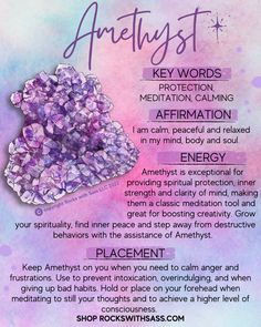 amethyst crystal meaning - Google Search Amythist Stone Meaning, Crystals For Funerals, Lavender Amethyst Meaning, Amethyst Magical Properties, Amethyst Crystal Meaning Spiritual, Amethyst Meaning Crystal Healing, Crystals For Attraction, What Is Amethyst Good For, Dream Amethyst Crystal Meaning