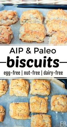 an image of biscuits on a baking sheet with the words, app & paleo biscuits