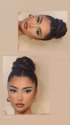 Clean And Expensive Hairstyles, Makeup With Gray Dress, Baddie Formal Outfits, Old Hollywood Updo Hairstyles, Baddie Insta Stories, Timeless Nails Classy, Hollywood Glam Updo, Bun With Tendrils, Ig Baddie Hairstyles