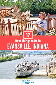 two pictures with the words best things to do in evansville, indiana