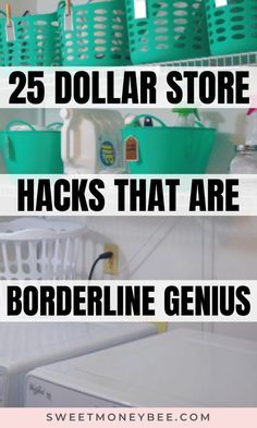 laundry baskets stacked on top of each other with the words 25 dollar store hacks that are borderline genius