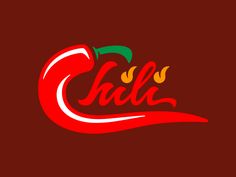 the word chili written in red and yellow