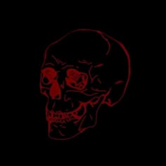 a red skull on a black background