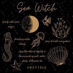 an image of sea witch symbols on a black background