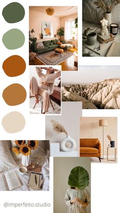 a collage of different colors and furniture