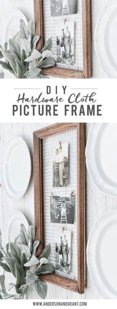 two frames with pictures hanging on them and the words diy picture frame