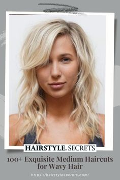 A woman wearing dark gray sleeveless top Medium Haircuts For Wavy Hair, Medium Long Haircuts, Medium Shag Haircuts, Wavy Bob Haircuts, Medium Haircuts, Blonde Haircuts, Wavy Haircuts, Short Bangs, Haircuts For Wavy Hair