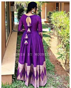 Saree Gown Back Neck Design, Anarkali Dress Pattern For Kids, Silk Saree Churidar Designs, Narayanpet Long Frocks Back Neck Designs, Long Frock Models For Women Stitching, Long Frock Models With Pattu Sarees, Dress With Pattu Saree, Frocks For Women Pattu Long Frocks For Women, Long Frocks With Silk Sarees