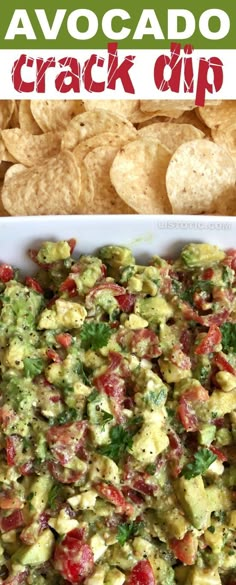 a close up of a plate of food with tortilla chips in the background