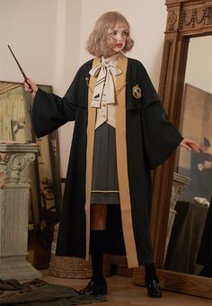 This price is for a robe and a detachable chain at chest only, others are not included. This harry potter robe is suitable for adult Halloween costumes. Material:Polyester Size Small Size Short Version Long Version Full Length 102.5 112.5 127.5 Bust 112.5 112.5 112.5 Sleeve Length 50 52 52 Shoulders 42.5 42.5 42.5 Hufflepuff Uniform, Hufflepuff Outfit, Harry Potter Robes, Cloak Coat, Wizard School, Harry Potter Hufflepuff, Harry Potter Costume, Harry Potter Outfits, Cape Style