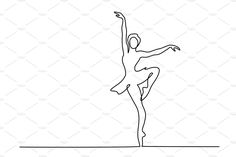 a black and white line drawing of a ballerina in the middle of a dance pose