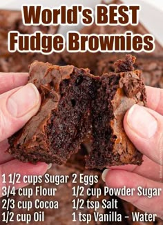 the world's best fudge brownies are cut in half and ready to be eaten