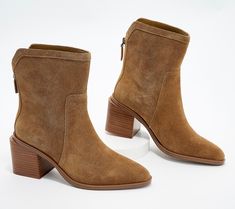 Now that boot season is finally here, it's time to step up your style game in a pair of suede stunners that are bound to become your new fave pair. Why? We can think of a few reasons:  A mid-shaft height is versatile enough to wear with the latest denim, leggings, skirts, and dresses. An understated back zipper provides easy entry and undeniable style. A stacked heel is totally walkable (and right on trend). Water-repellant suede(!!) is fashioned in rich hues that fit right in with your winter c Suede Boots With Stacked Heel For Fall, Suede Ankle Moto Boots For Fall, Suede Ankle Boot Moto Boots For Fall, Fall Suede Moto Boots Medium Width, Winter Suede Boots With Stacked Heel, Fall Suede Moto Boots With Reinforced Heel, Fall Suede Boots With Suede Lining, Suede Boots With Suede Lining For Fall, Suede Mid-calf Boots With Stacked Heel For Winter